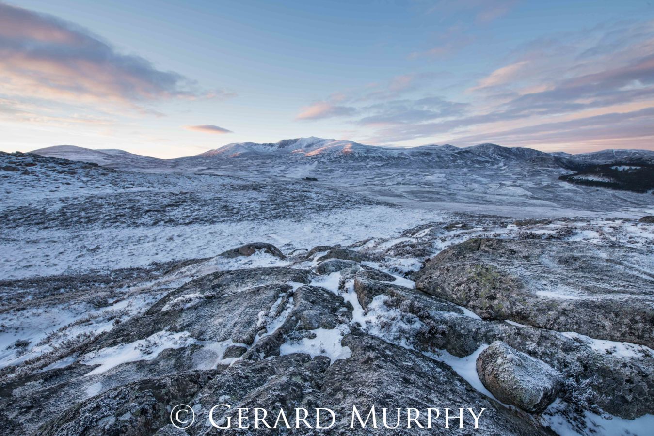 A photograph of a snow covered Lochnagar