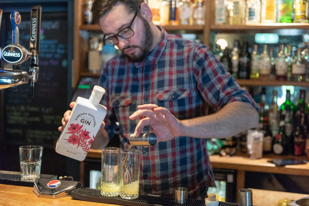 Scott at The Old Bridge Inn, Aviemore mixing a drink